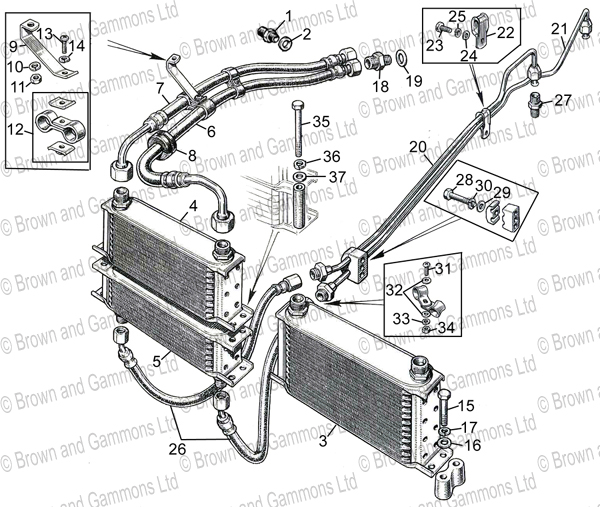 Image for Oil Cooler. Pipes & Fittings